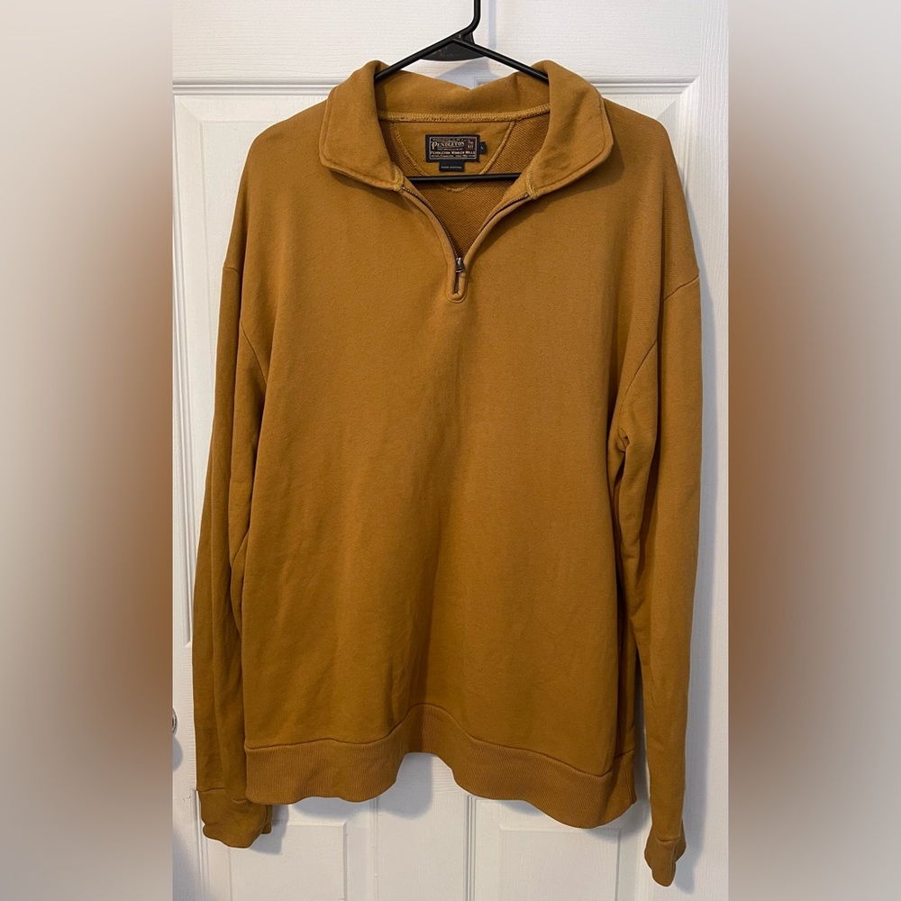Pendleton Quarter-Zip Mustard Pullover Sweatshirt… - image 1